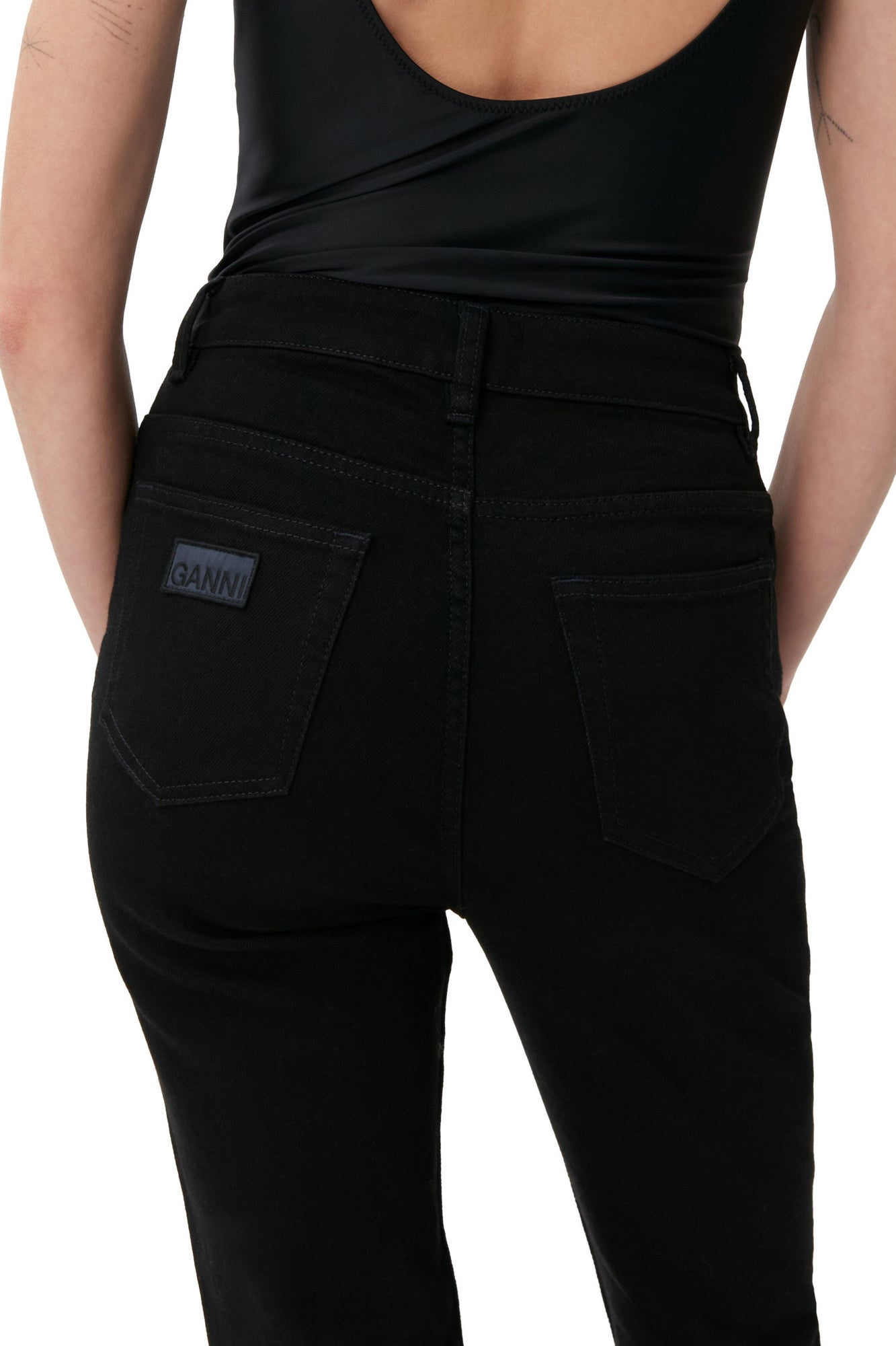 Stretch Cropped Jeans | Black/Black