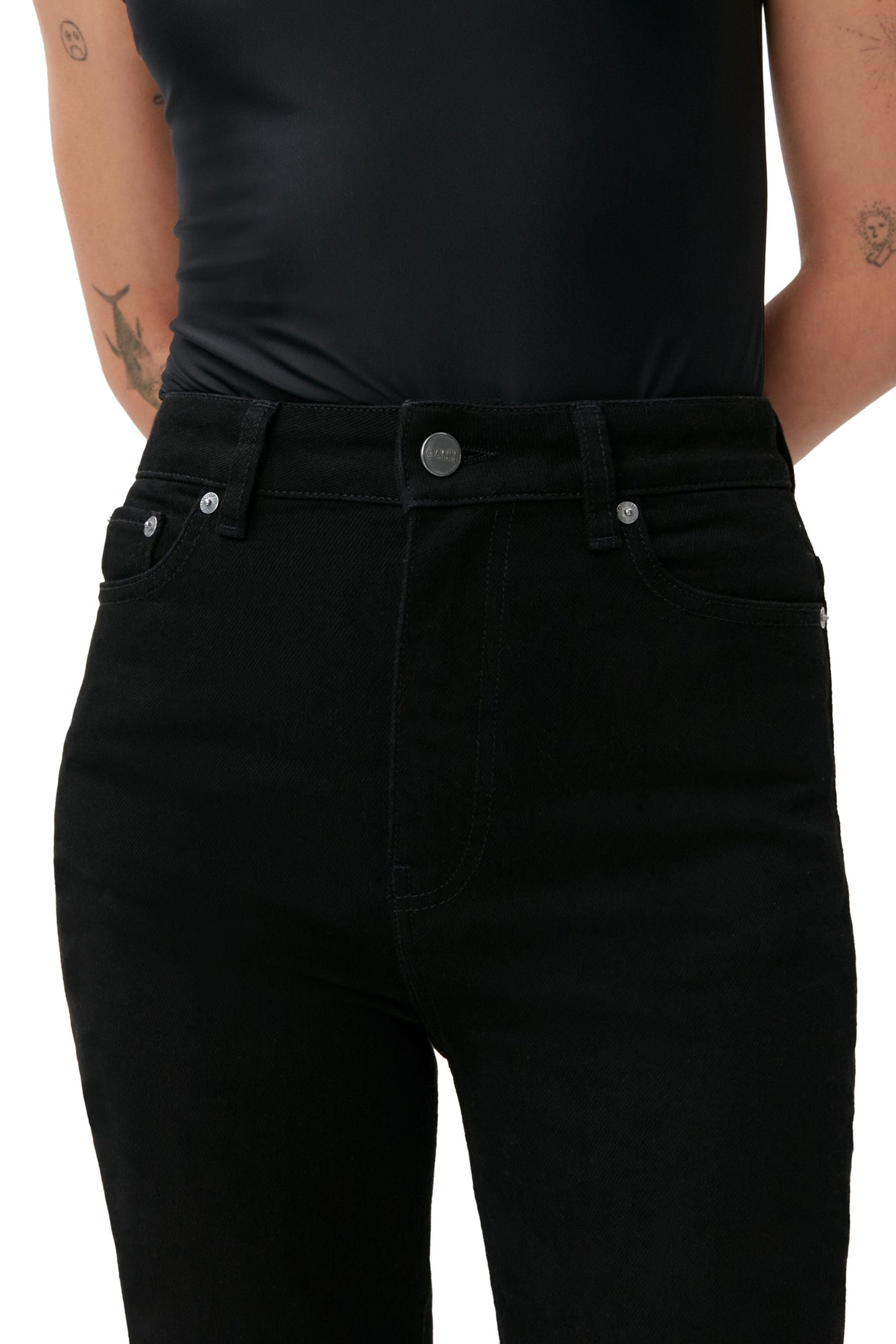 Stretch Cropped Jeans | Black/Black