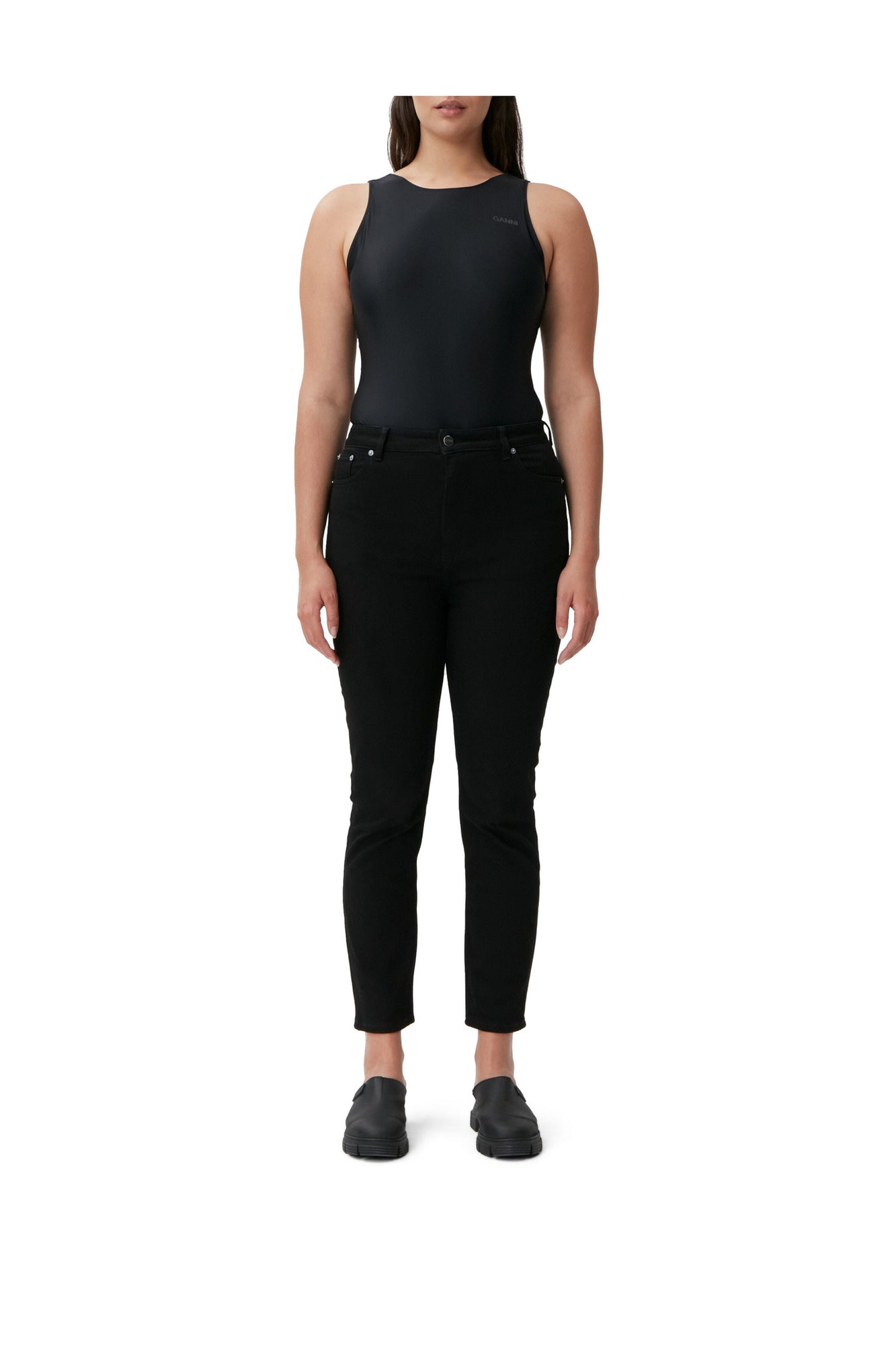 Stretch Cropped Jeans | Black/Black