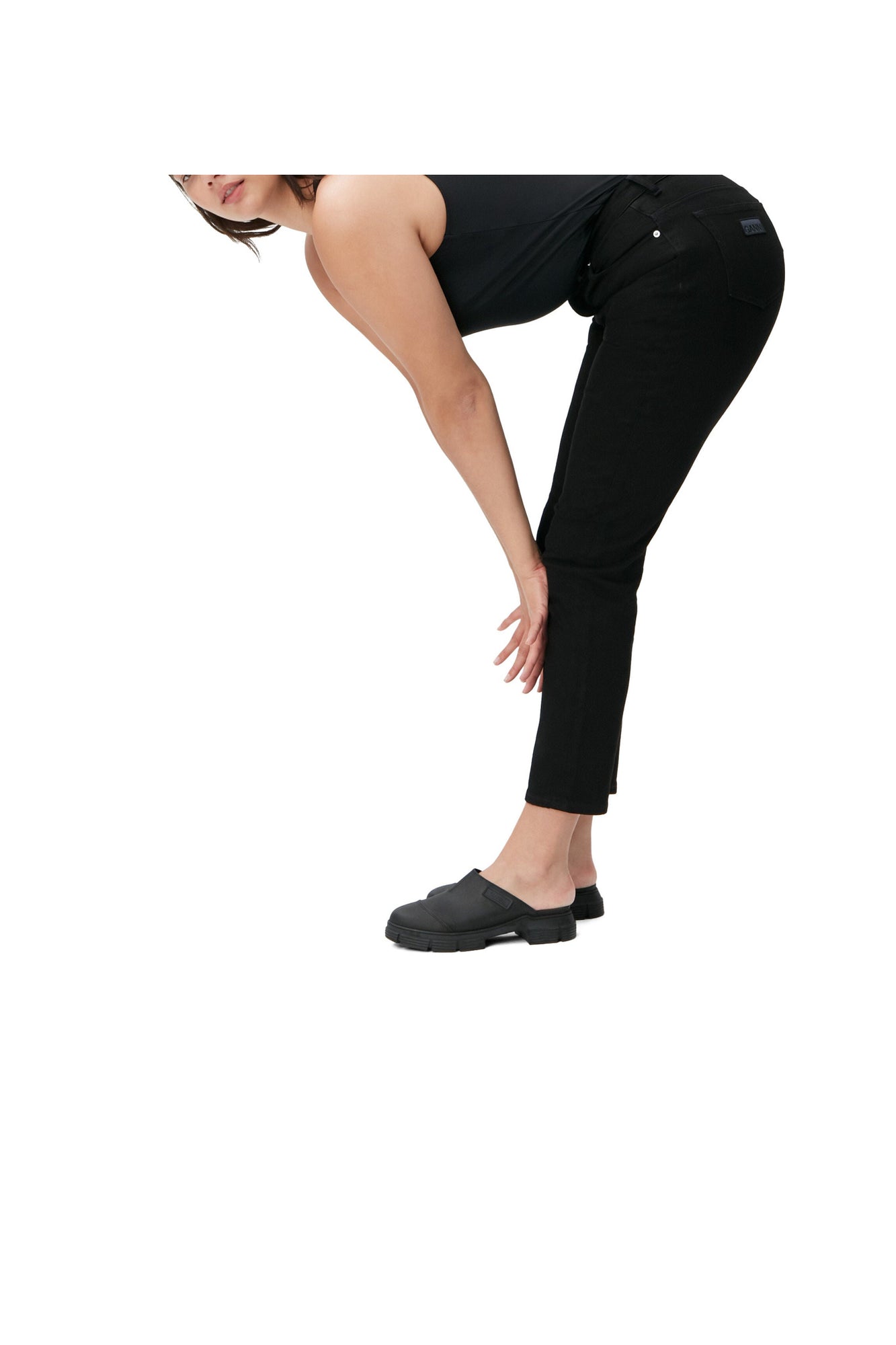 Stretch Cropped Jeans | Black/Black