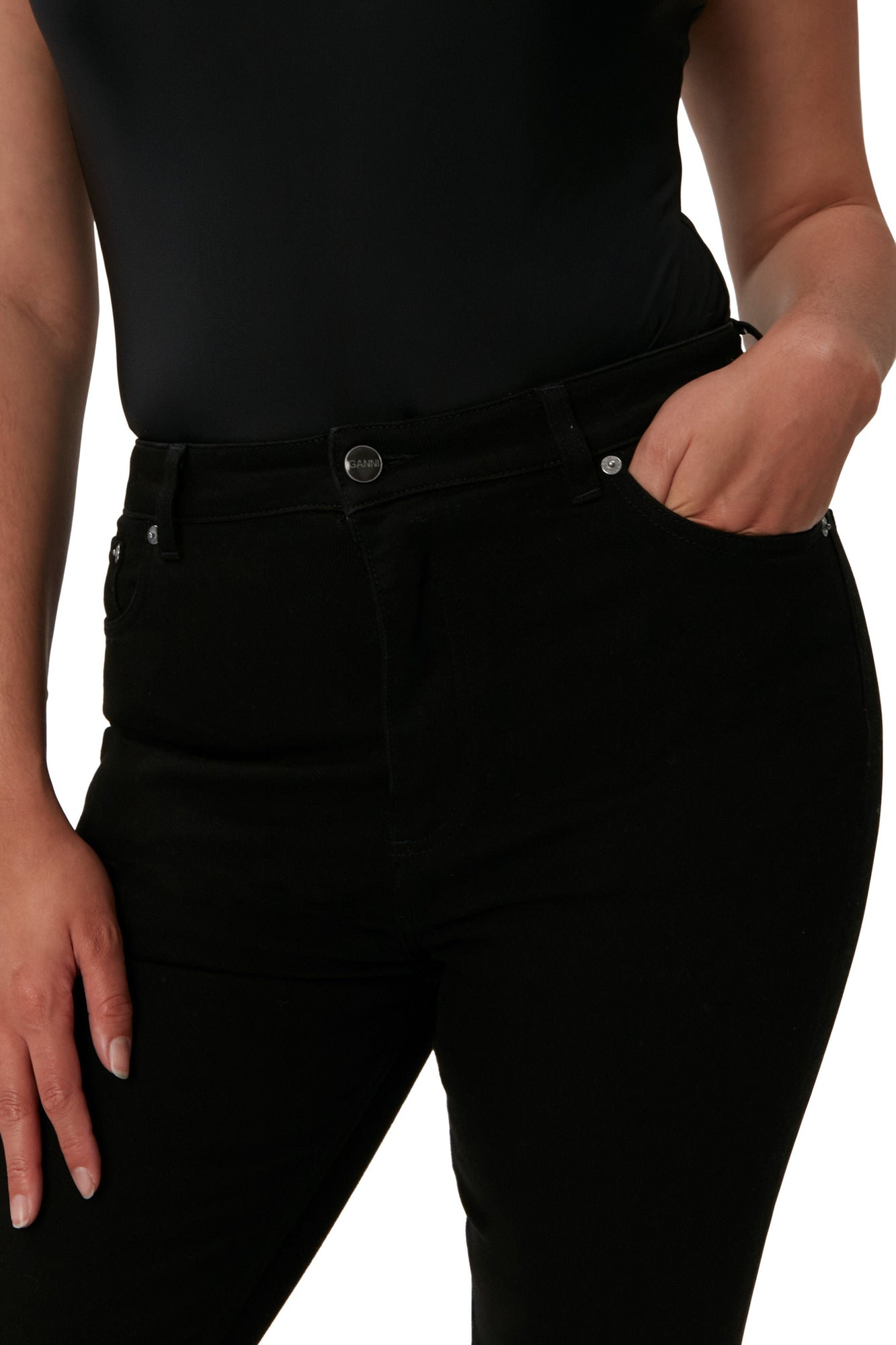 Stretch Cropped Jeans | Black/Black