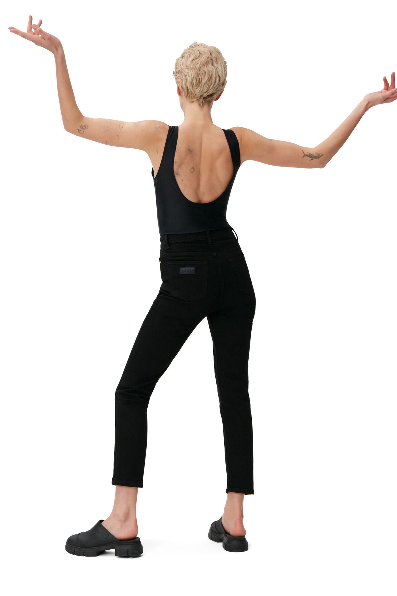 Stretch Cropped Jeans | Black/Black