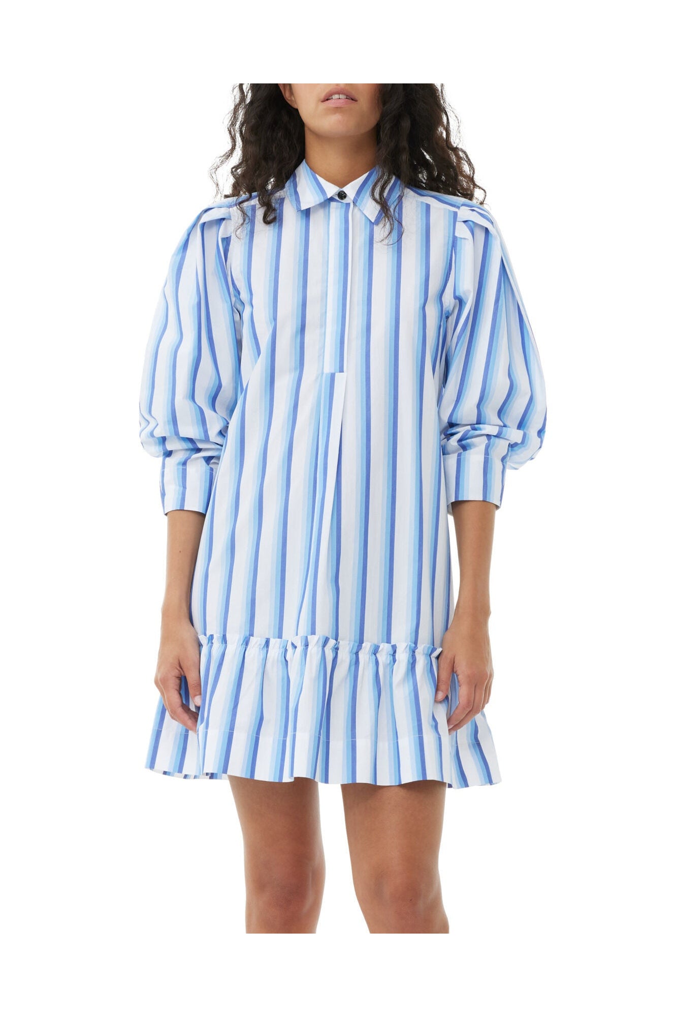 Striped Cotton Mini Shirt Dress | Silver Lake Blue