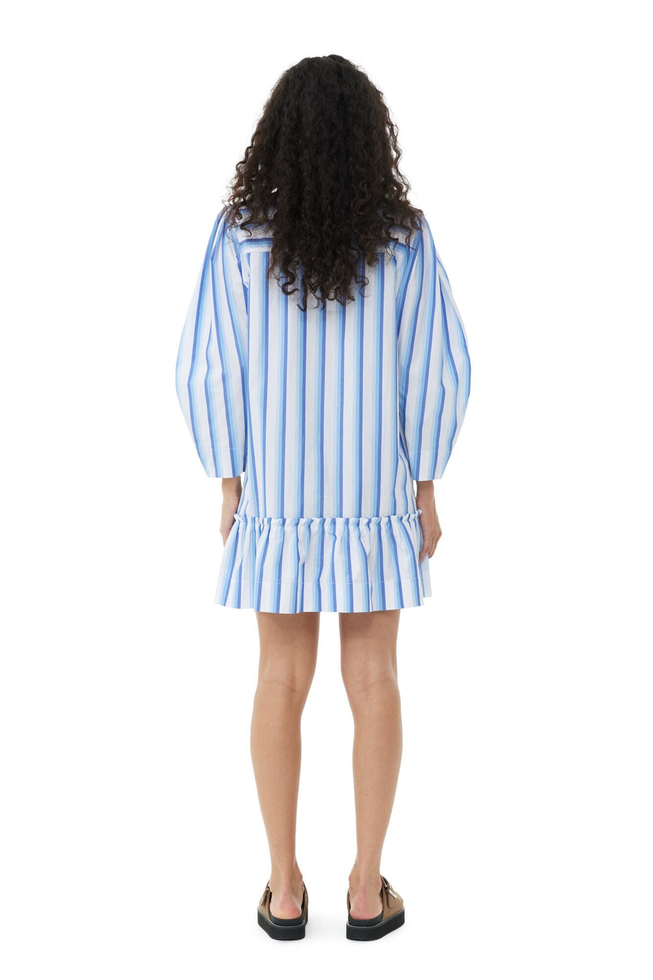 Striped Cotton Mini Shirt Dress | Silver Lake Blue