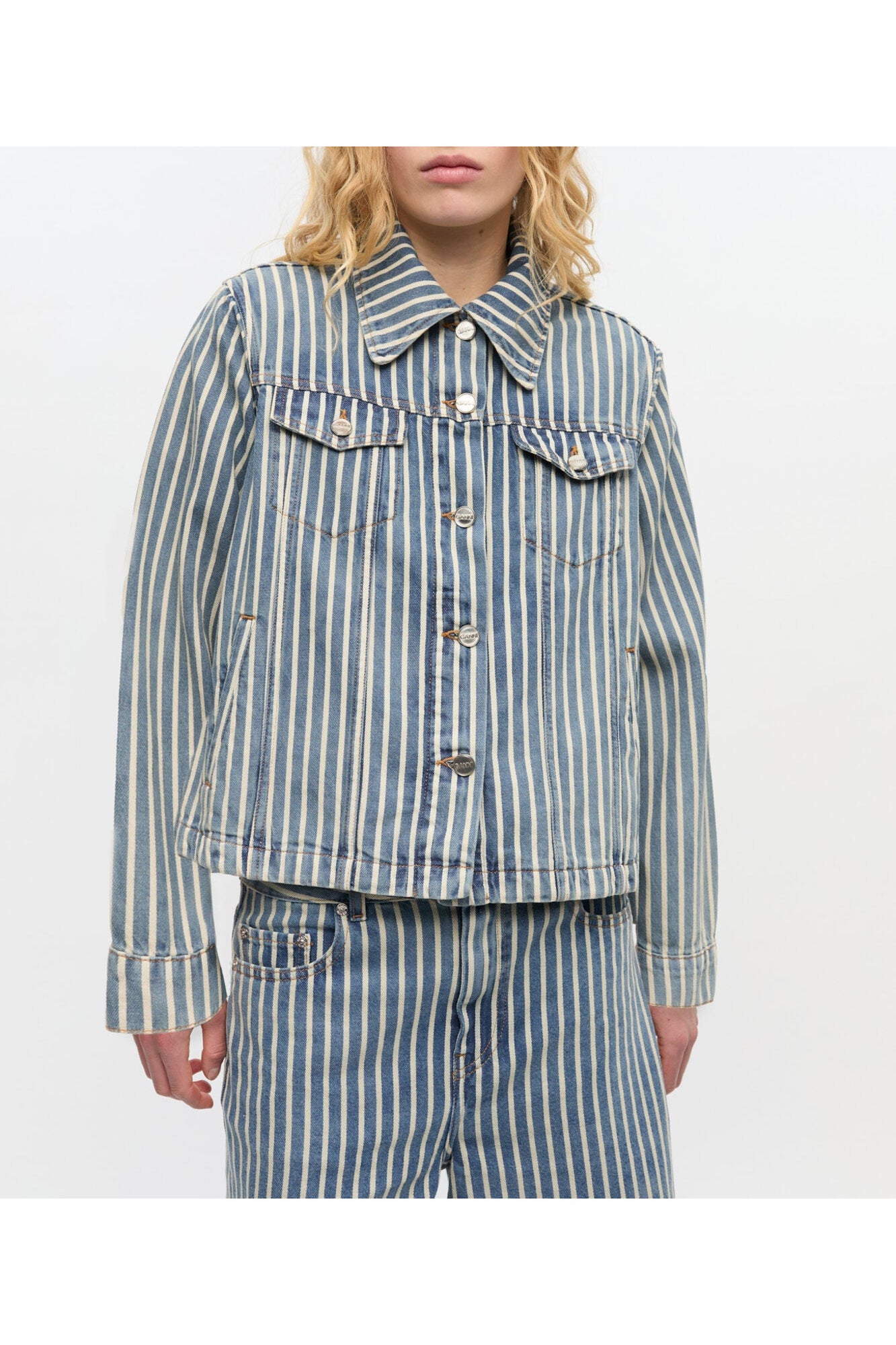 Striped Denim Jacket | Soft Chambray