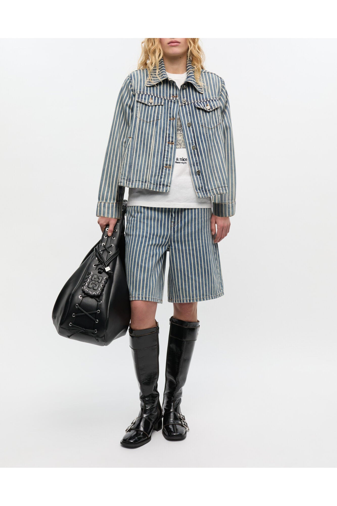 Striped Denim Jacket | Soft Chambray