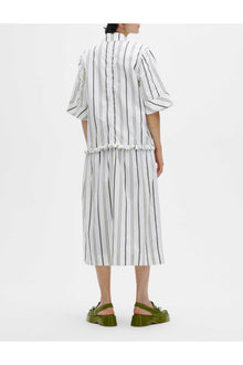 Striped Drop Waist Midi Dress | Mix Stripe Yellow Pear