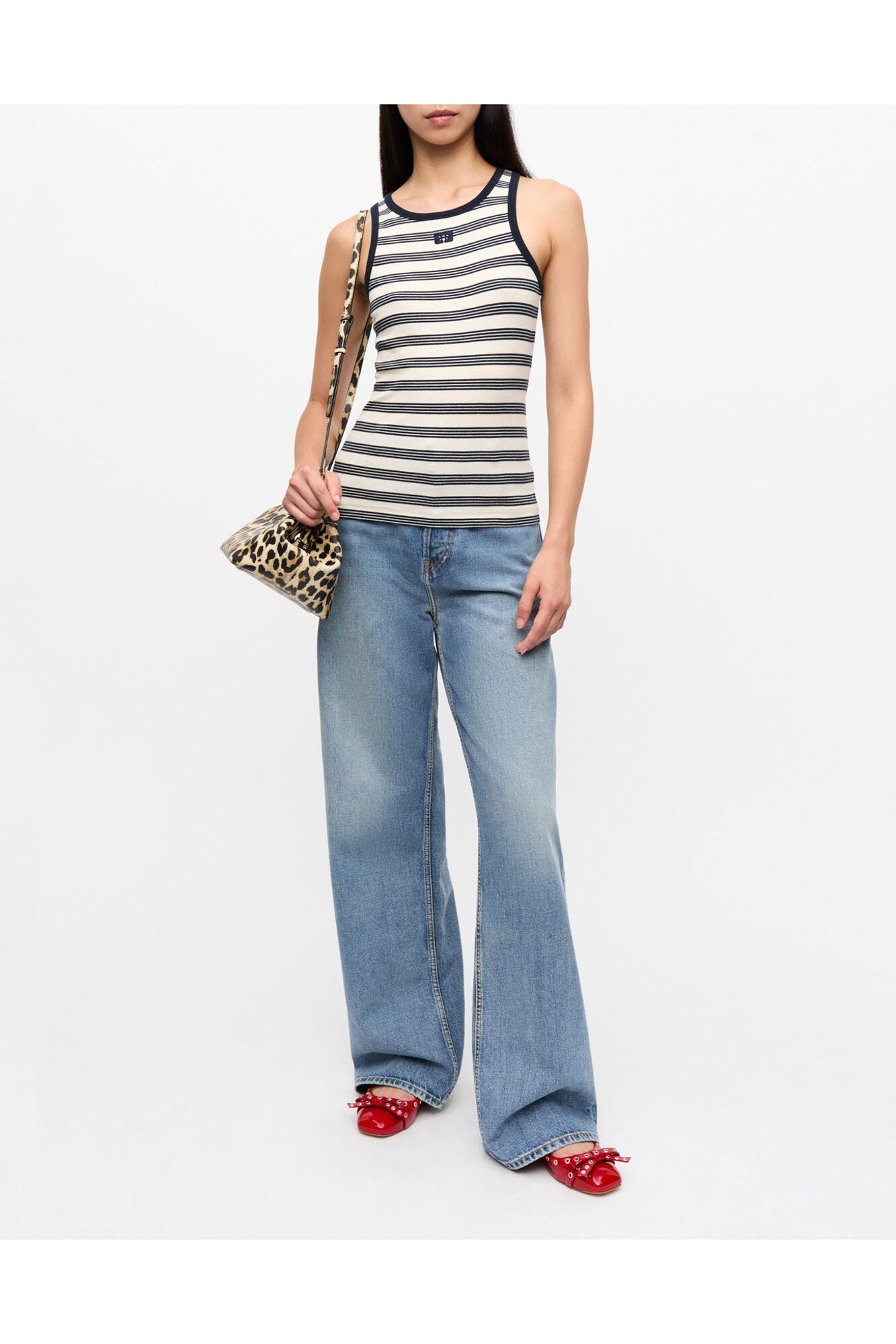 Striped Soft Cotton Rib Tank Top | Sky Captain