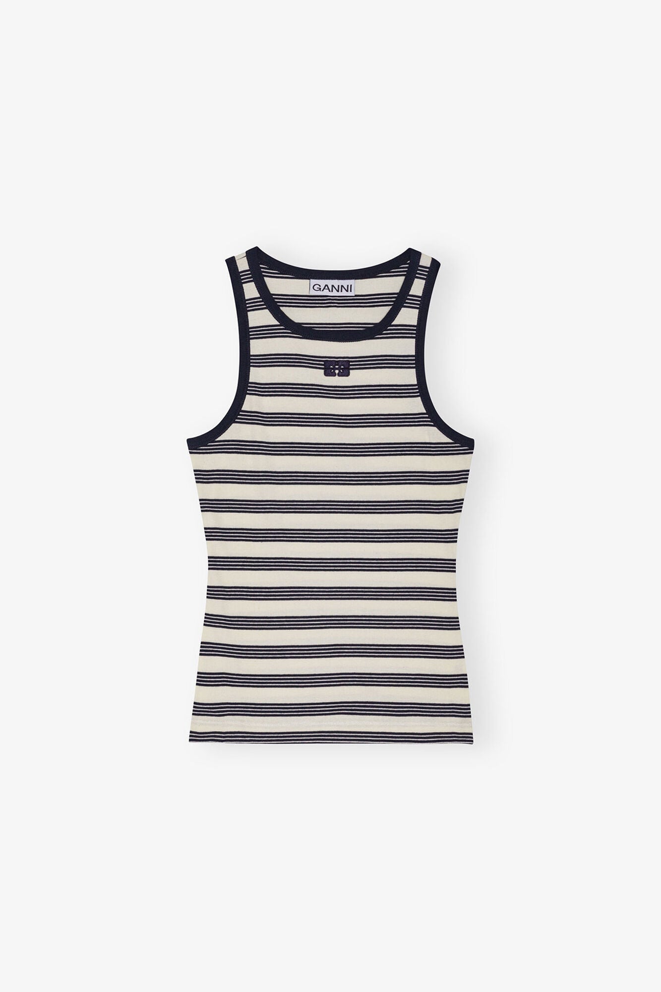 Striped Soft Cotton Rib Tank Top | Sky Captain