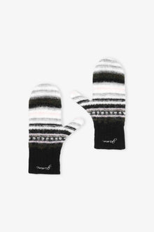 Striped Soft Wool Mittens | Black