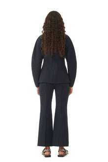 Striped Stretch Cropped Trousers | Sky Captain