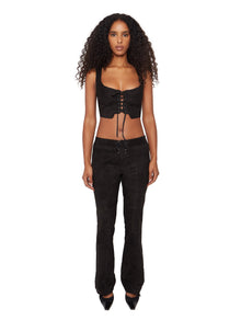 Womens | Suede Tie Top | Black