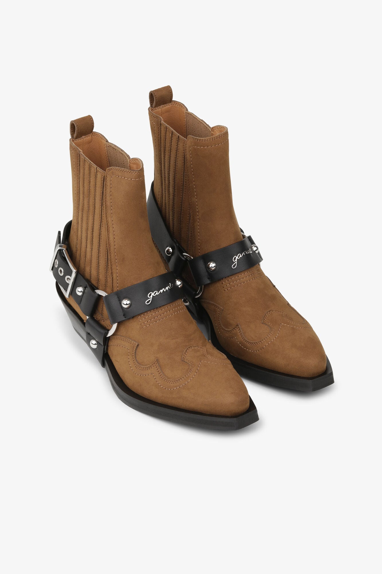 Suede Low Cut Western Chelsea Boots | Tobacco Brown