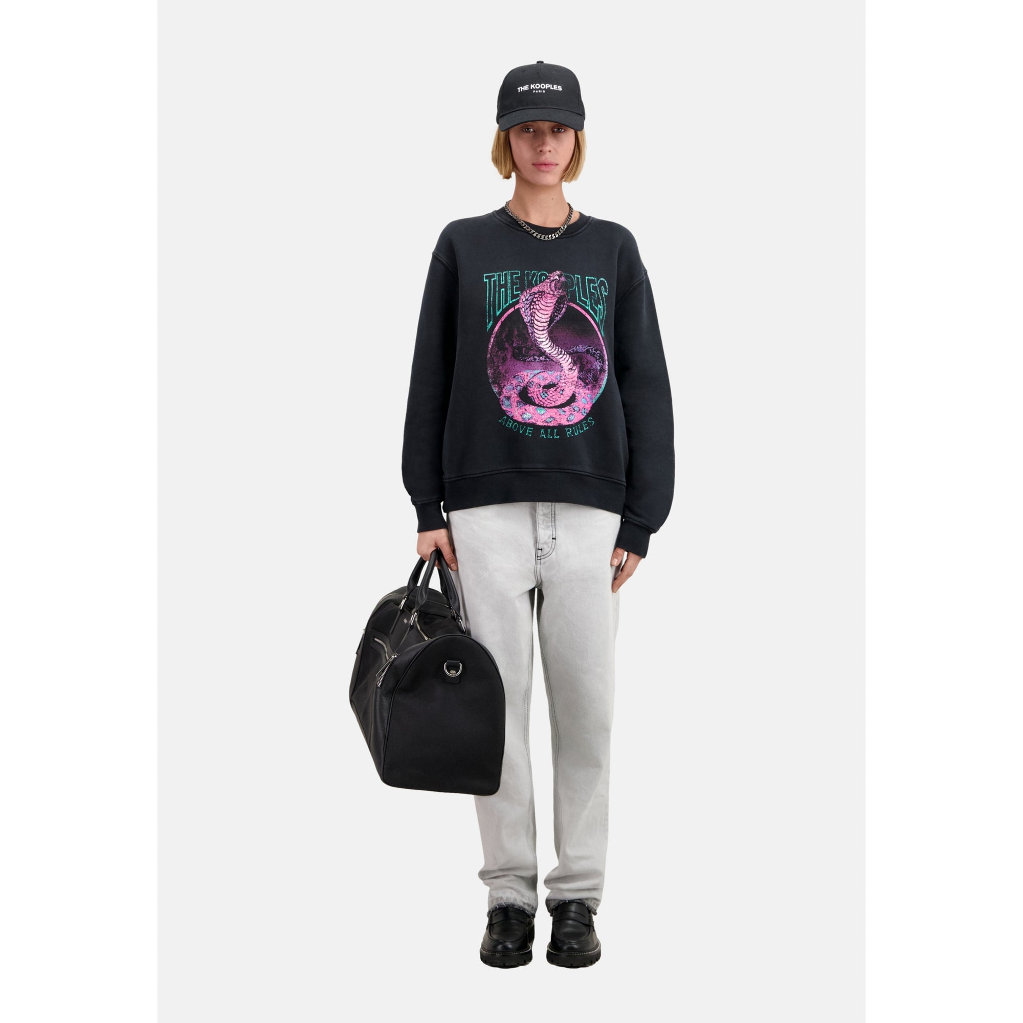 Sweatshirt With Cobra Serigraphy | Women | Black Washed