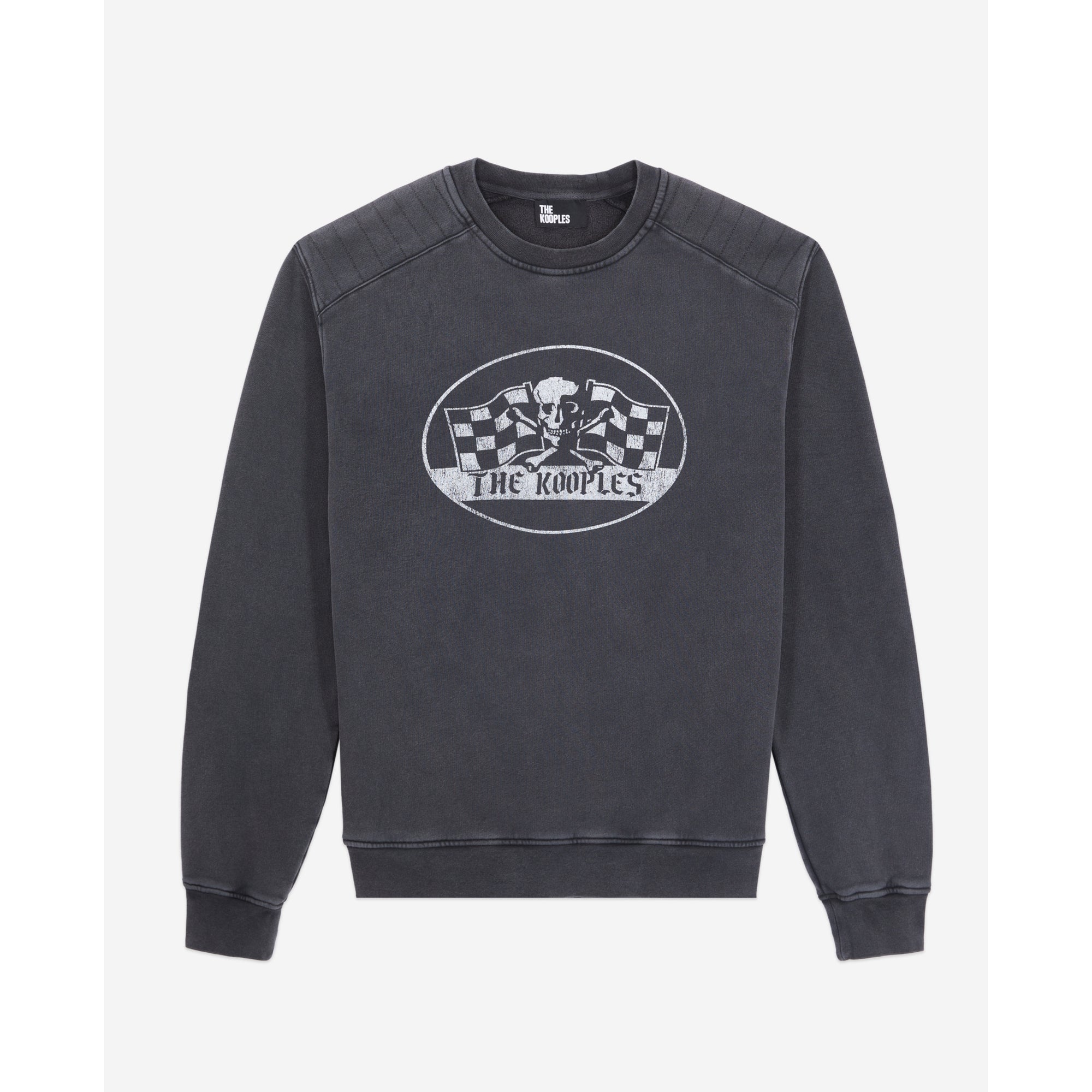 Sweatshirt With Racing Skull Serigraphy | Men | Black Washed