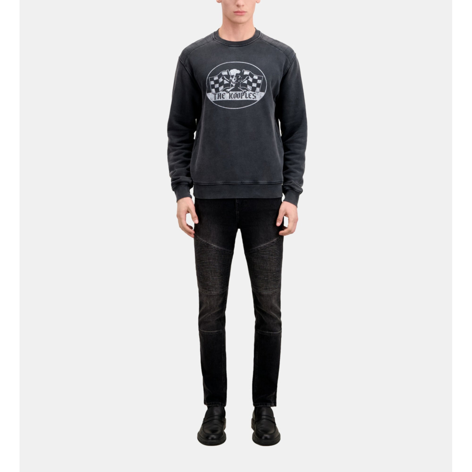 Sweatshirt With Racing Skull Serigraphy | Men | Black Washed