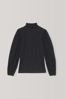 Dot Mesh Rollneck Top | Black
