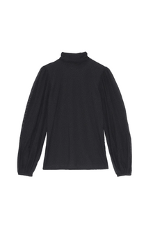 Dot Mesh Rollneck Top | Black