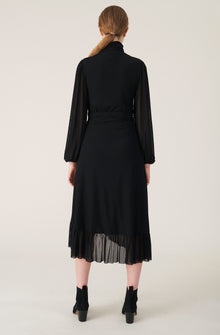 Dot Mesh Rollneck Top | Black