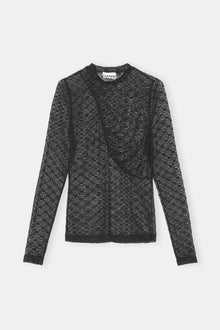 Lace Ruched Seam Top | Black