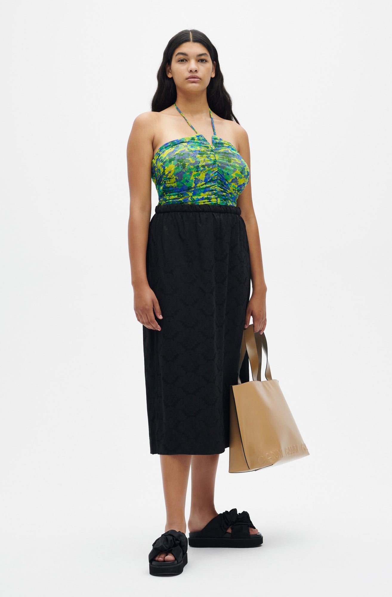 Mesh Ruched Halter Top | Sulphur Spring