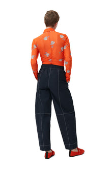 Printed Mesh Ruched Shirt | Orangeade