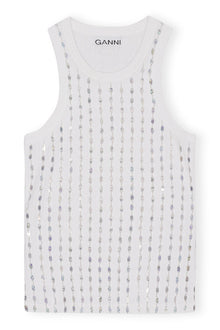 Rib Jersey Beaded Top | Bright White