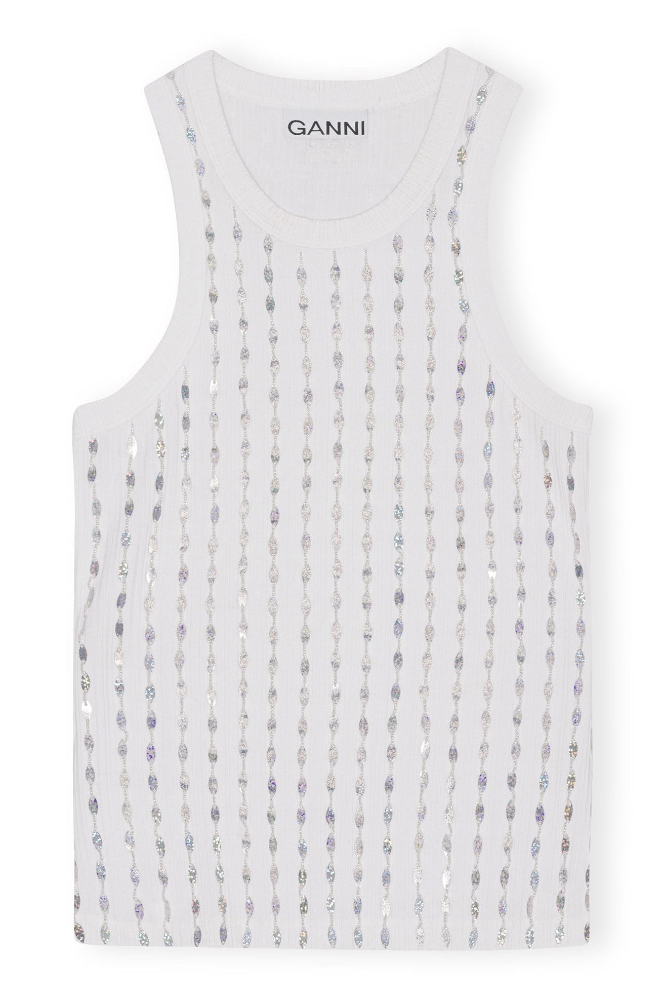 Rib Jersey Beaded Top | Bright White