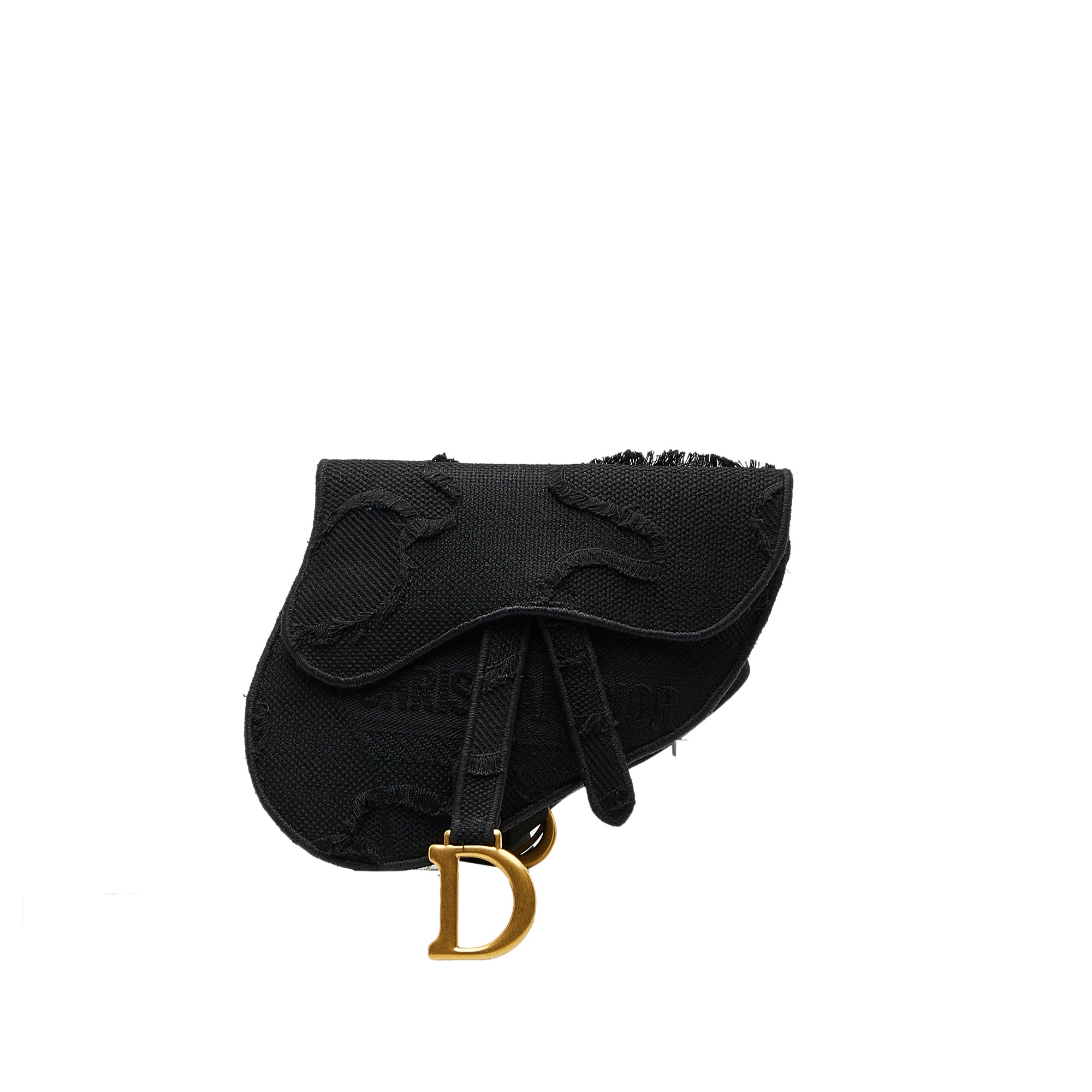 Dior | Pre-Owned Embroidered Canvas Camouflage Saddle Belt Bag | Black