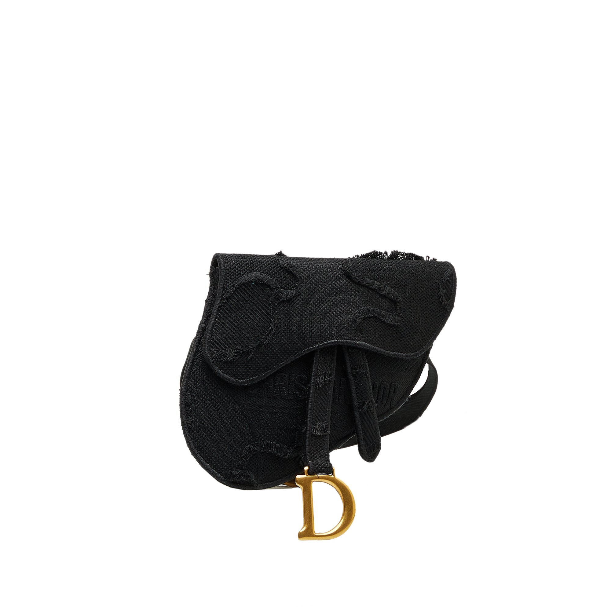 Dior | Pre-Owned Embroidered Canvas Camouflage Saddle Belt Bag | Black