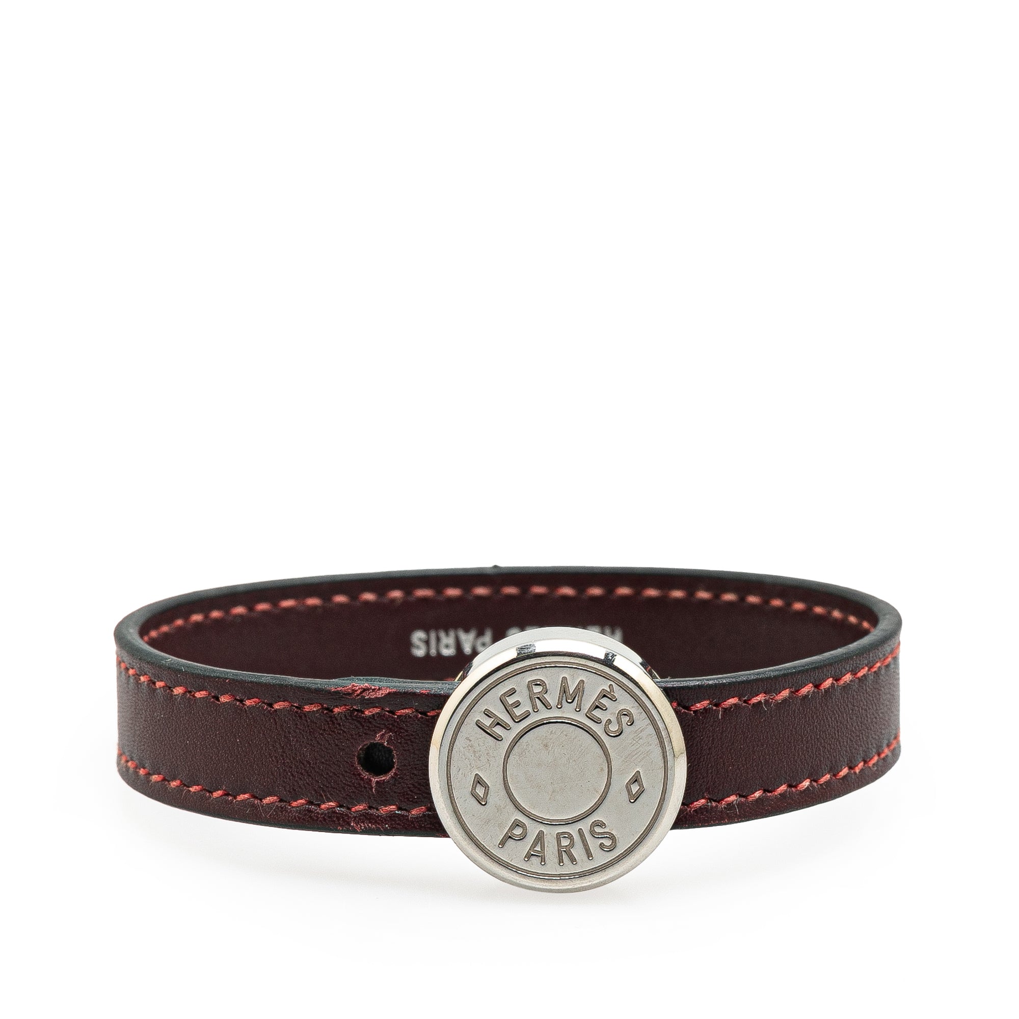 Hermes | Pre-Owned Leather Clou de Selle Bracelet | Brown/Dark Brown