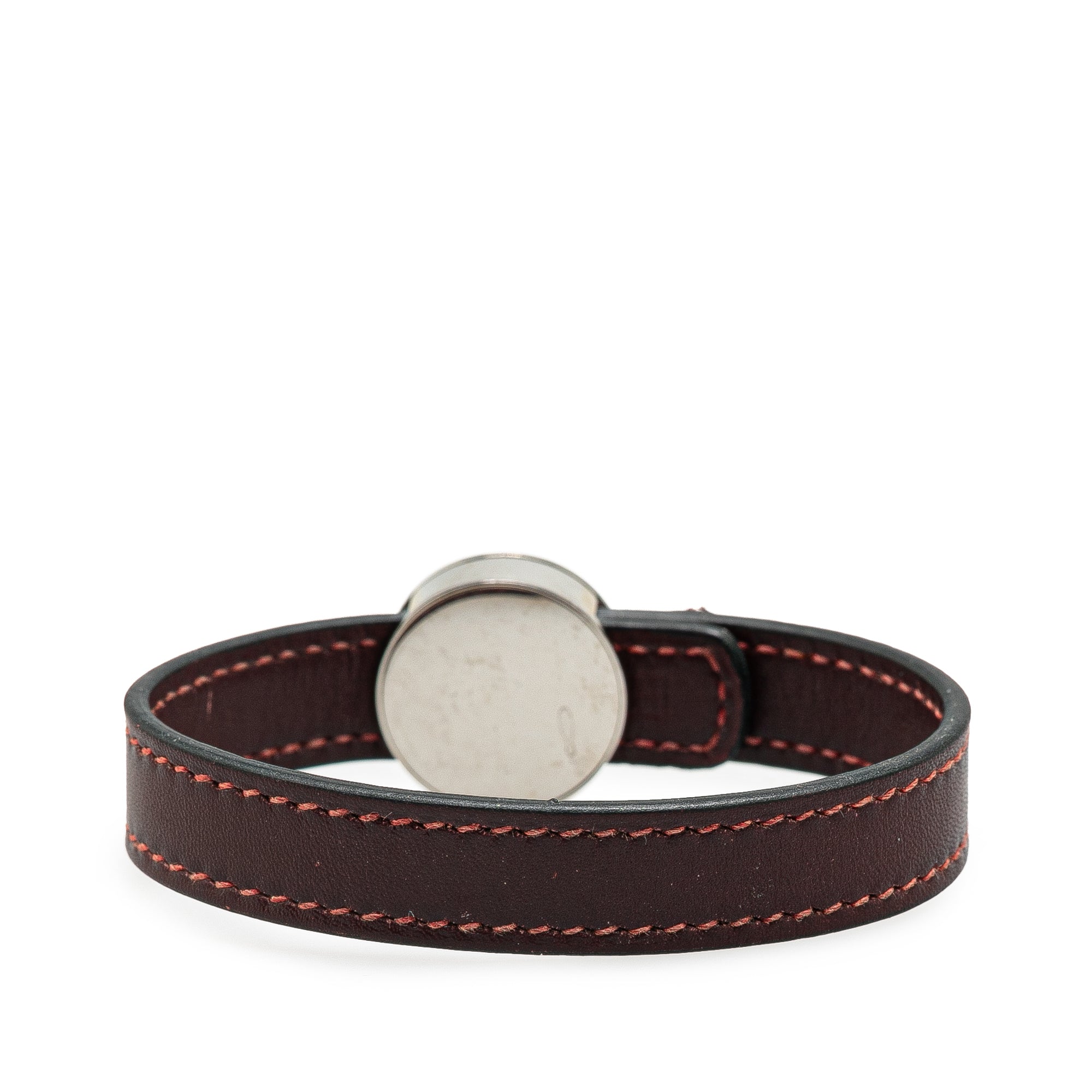 Hermes | Pre-Owned Leather Clou de Selle Bracelet | Brown/Dark Brown