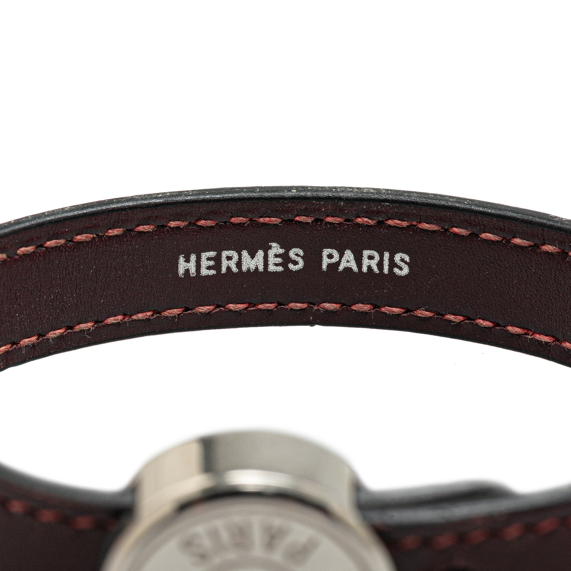 Hermes | Pre-Owned Leather Clou de Selle Bracelet | Brown/Dark Brown
