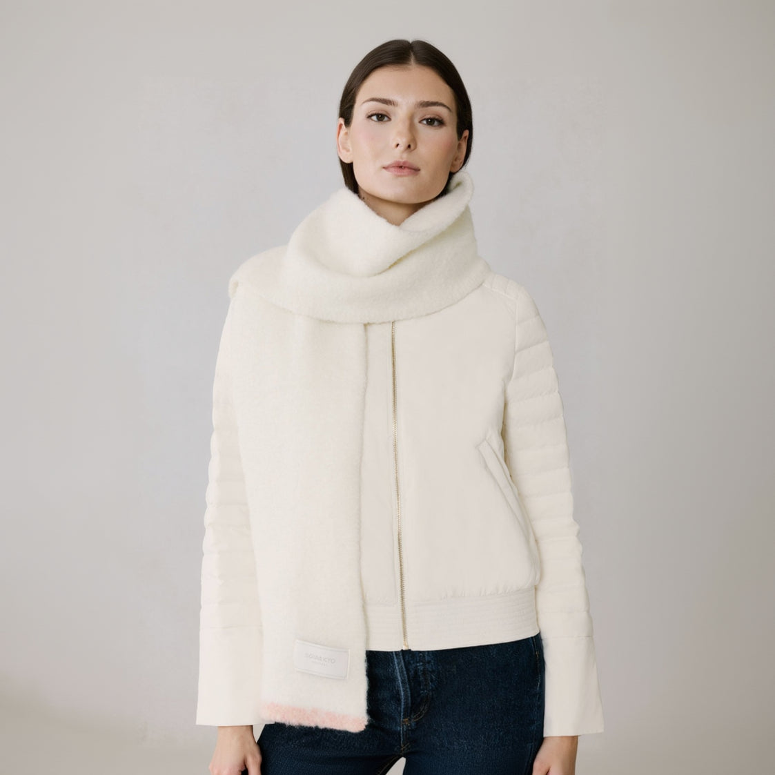 Tamia Scarf In Mohair | Powder