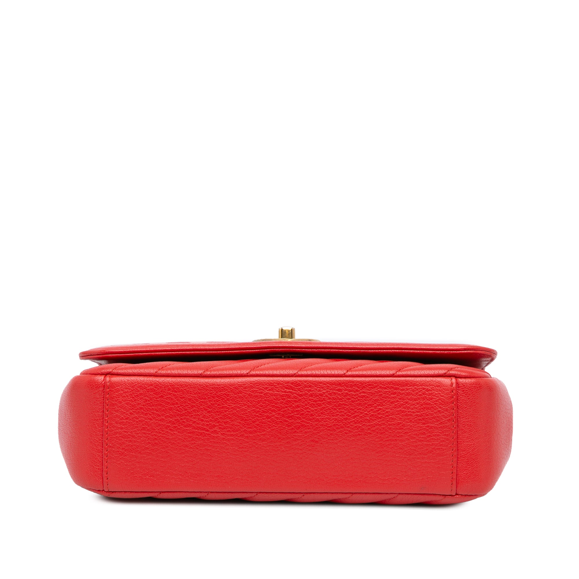 Chanel | Pre-Owned Small Diagonal Quilted Goatskin Flap | Red