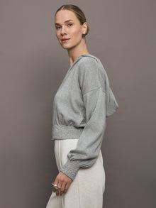 Theo The Label | Nomia Ruched Zip Hoodie | Heather Grey