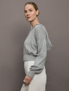 Nomia Ruched Zip Hoodie | Heather Grey
