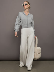 Theo The Label | Nomia Ruched Zip Hoodie | Heather Grey