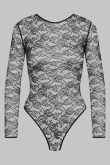 Long-Sleeved Thong Bodysuit - Flashback | Black