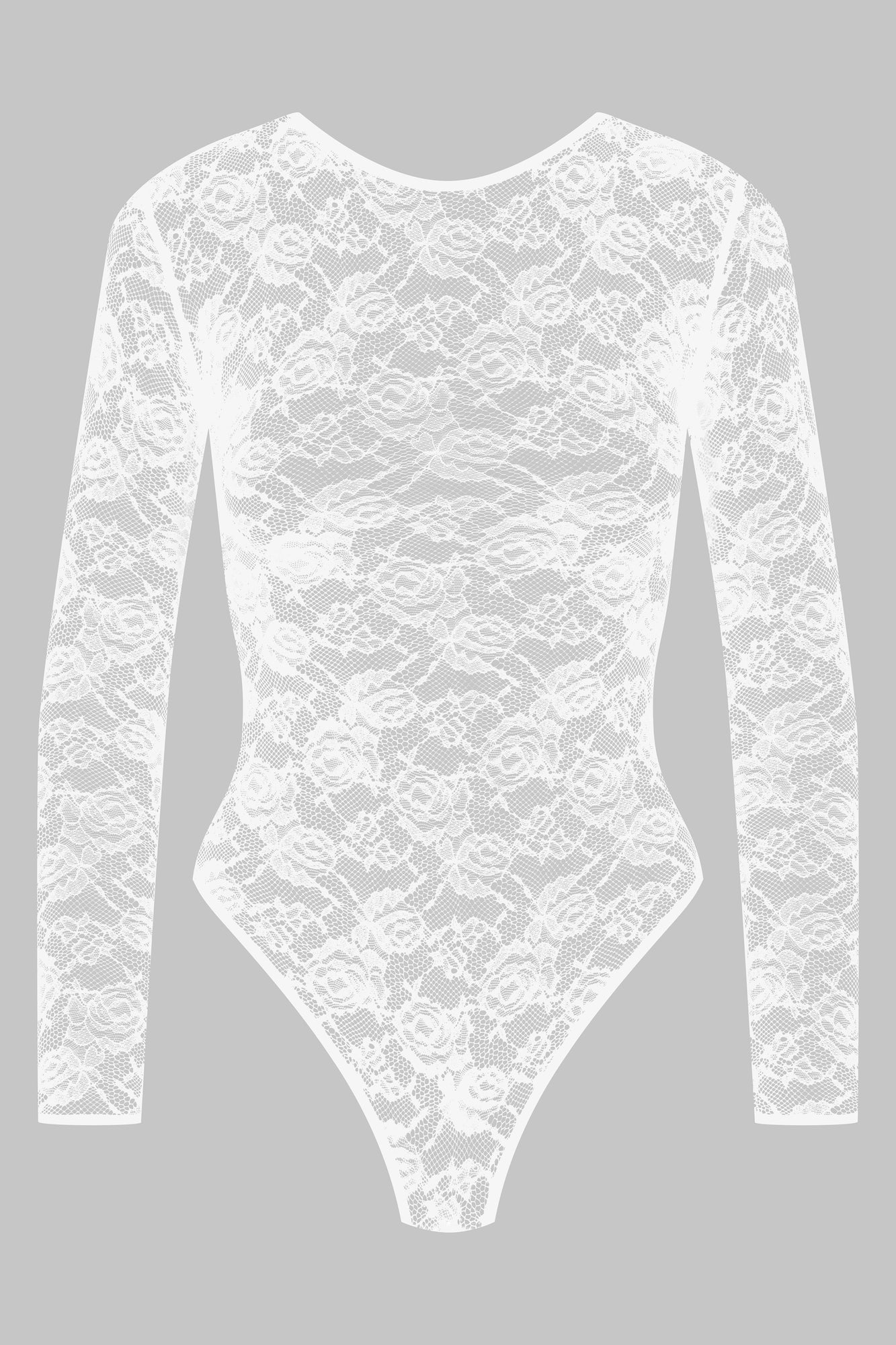 Long-Sleeved Thong Bodysuit - Flashback | White
