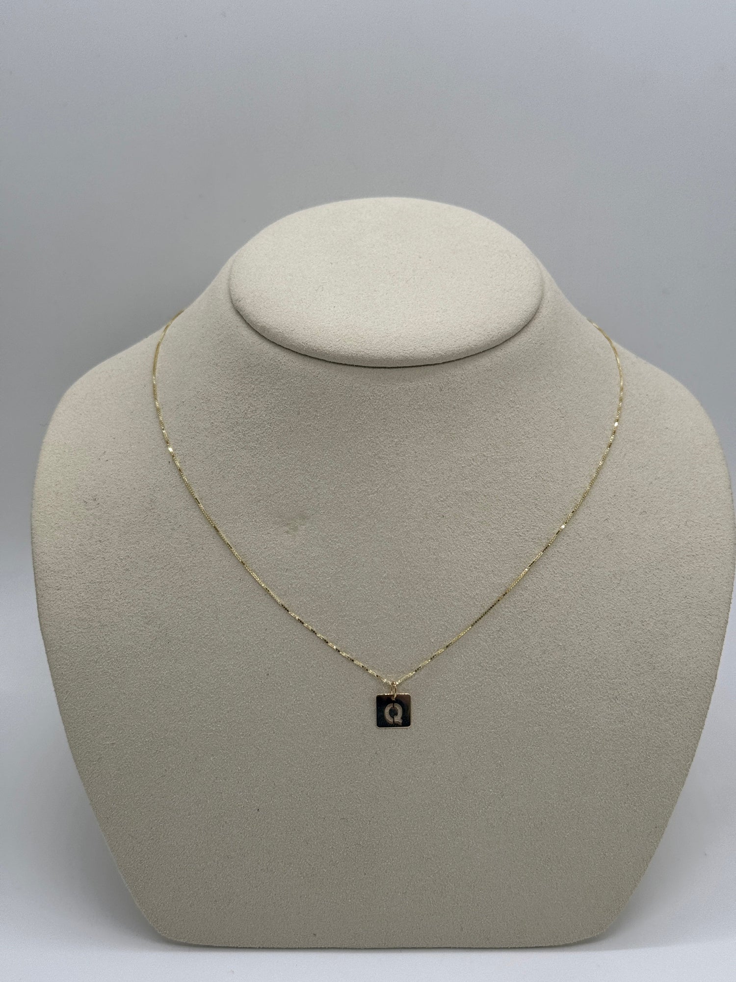 Cut Out Initial Tag Necklace | 10K Yellow Gold
