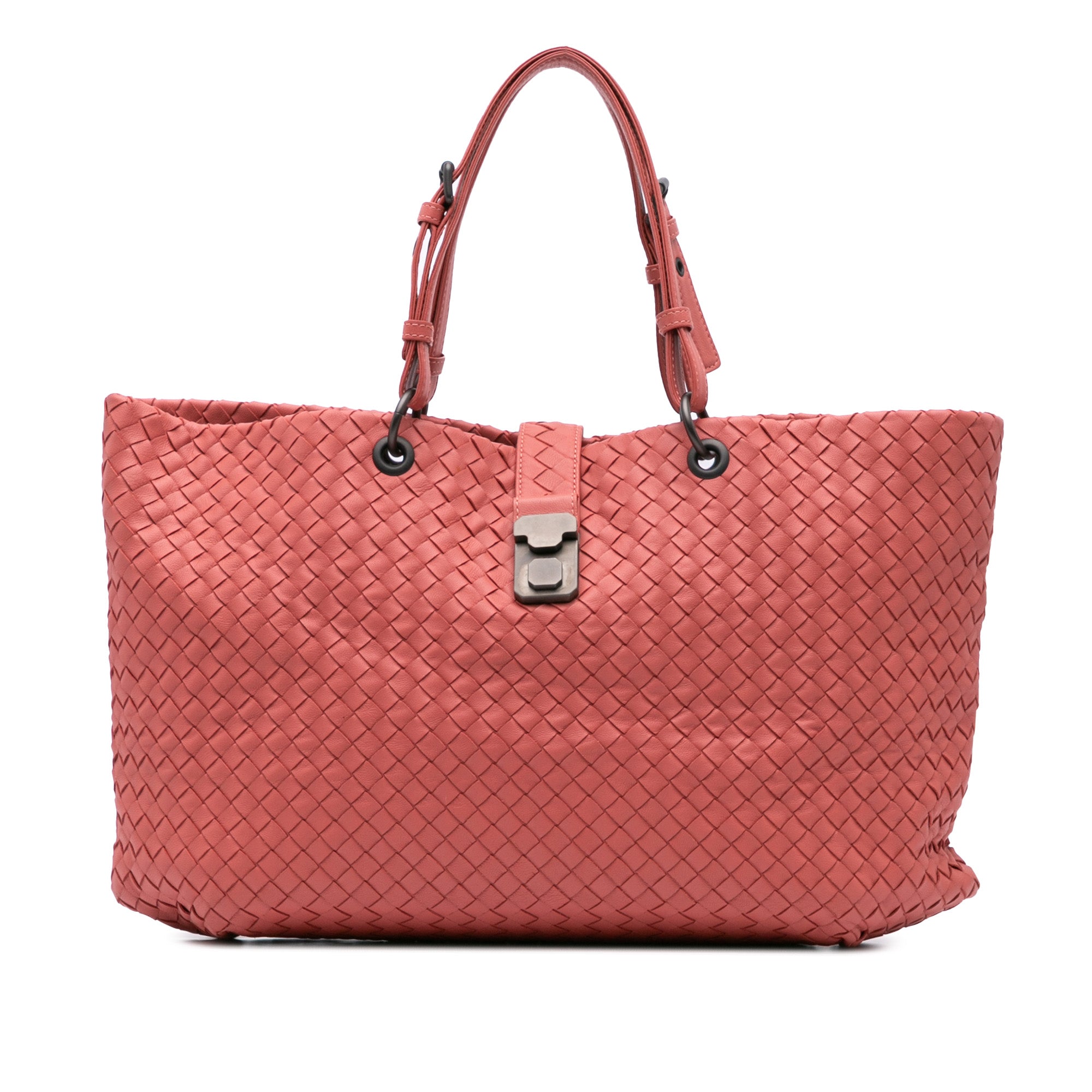 Bottega Veneta | Pre-Owned Medium Nappa Intrecciato Capri Tote | Red/Indian Red