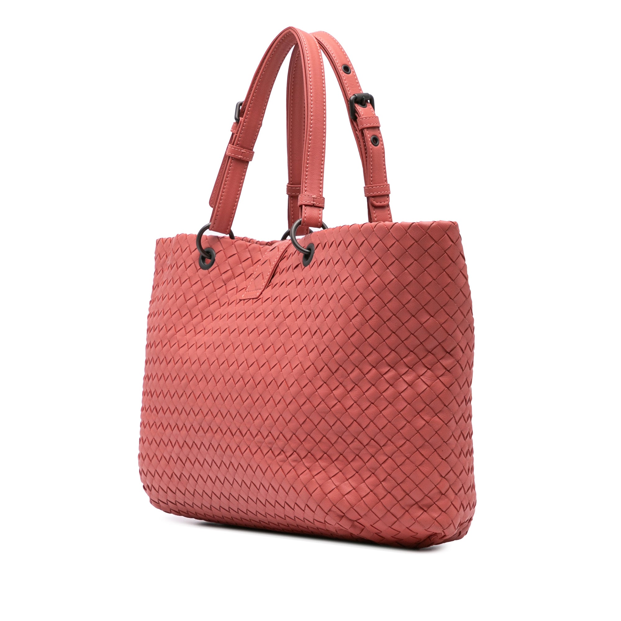 Bottega Veneta | Pre-Owned Medium Nappa Intrecciato Capri Tote | Red/Indian Red