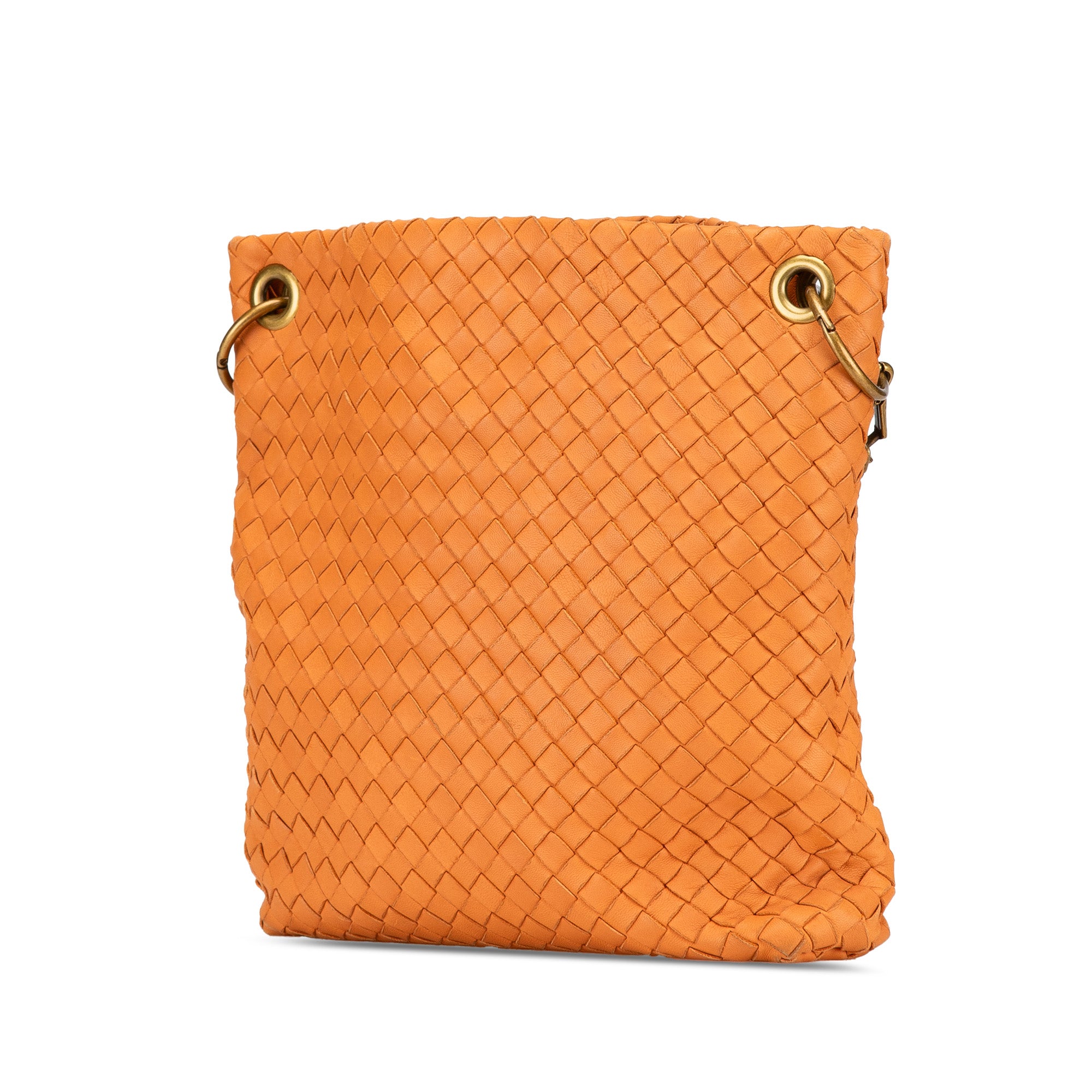 Bottega Veneta | Pre-Owned Leather Intrecciato Crossbody | Orange
