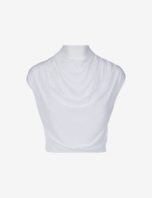 Butter Draped Mockneck Short Sleeve Crop Top::White::Main