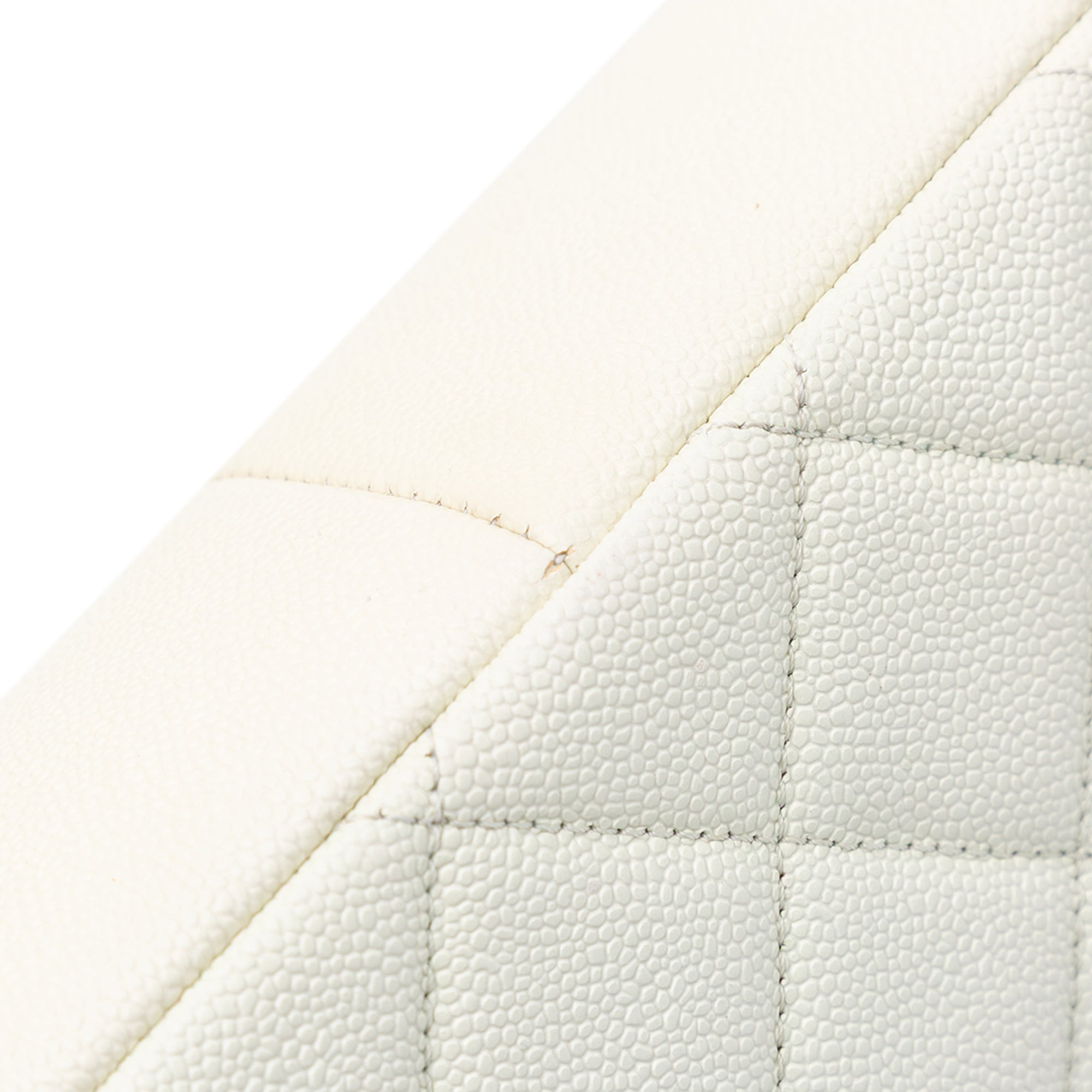 Chanel | Pre-Owned Small Quilted Caviar Chain Melody Flap - I | White/Ivory