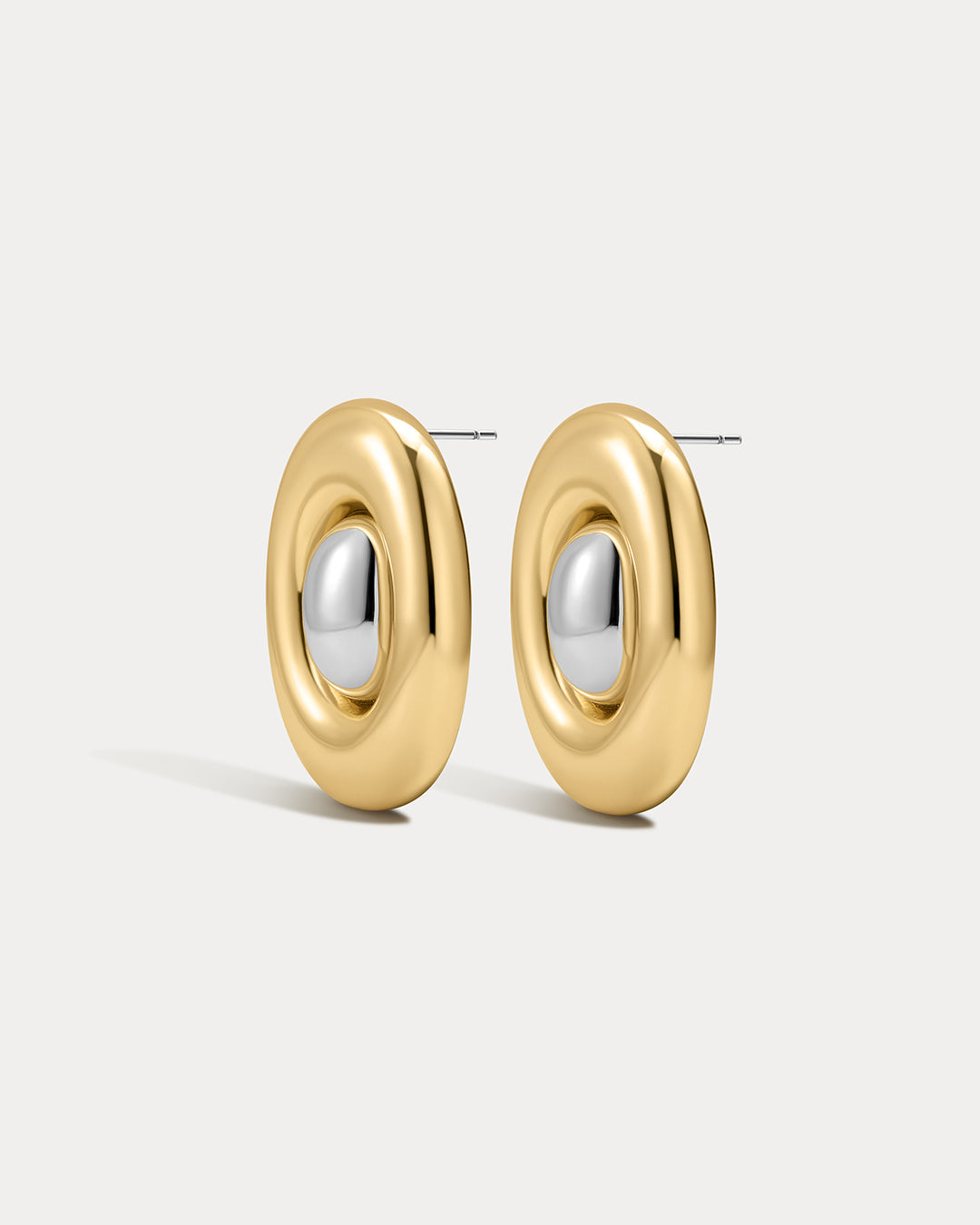 The Two-Tone Chrome Orb Statement Studs | Gold/Silver