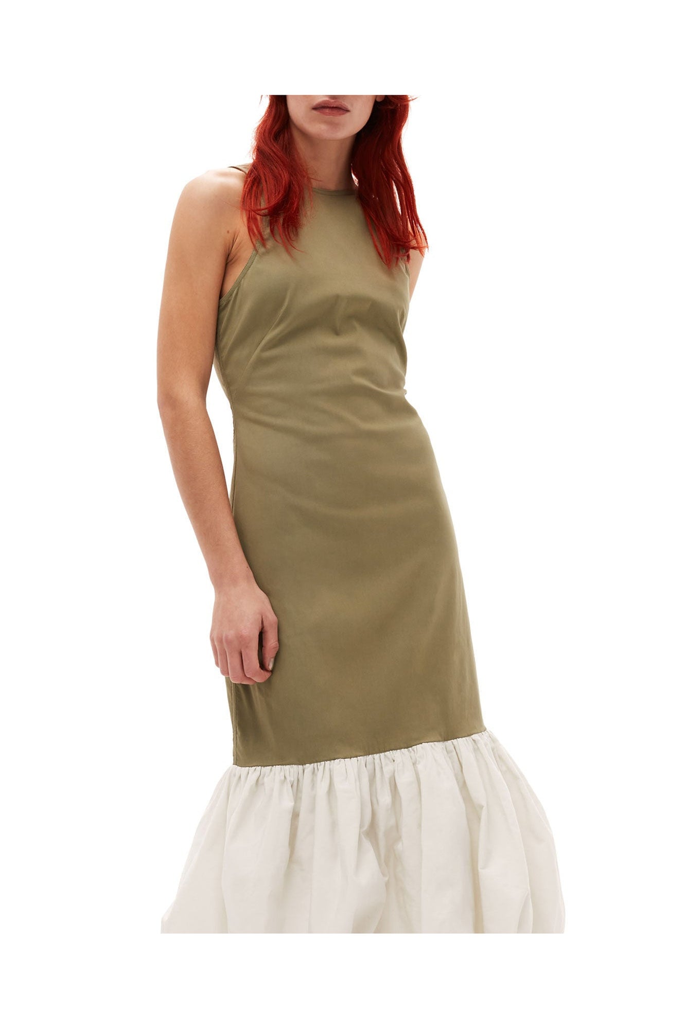Taffeta Mix Open Back Dress | Aloe