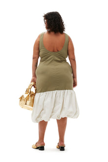 Taffeta Mix Open Back Dress | Aloe