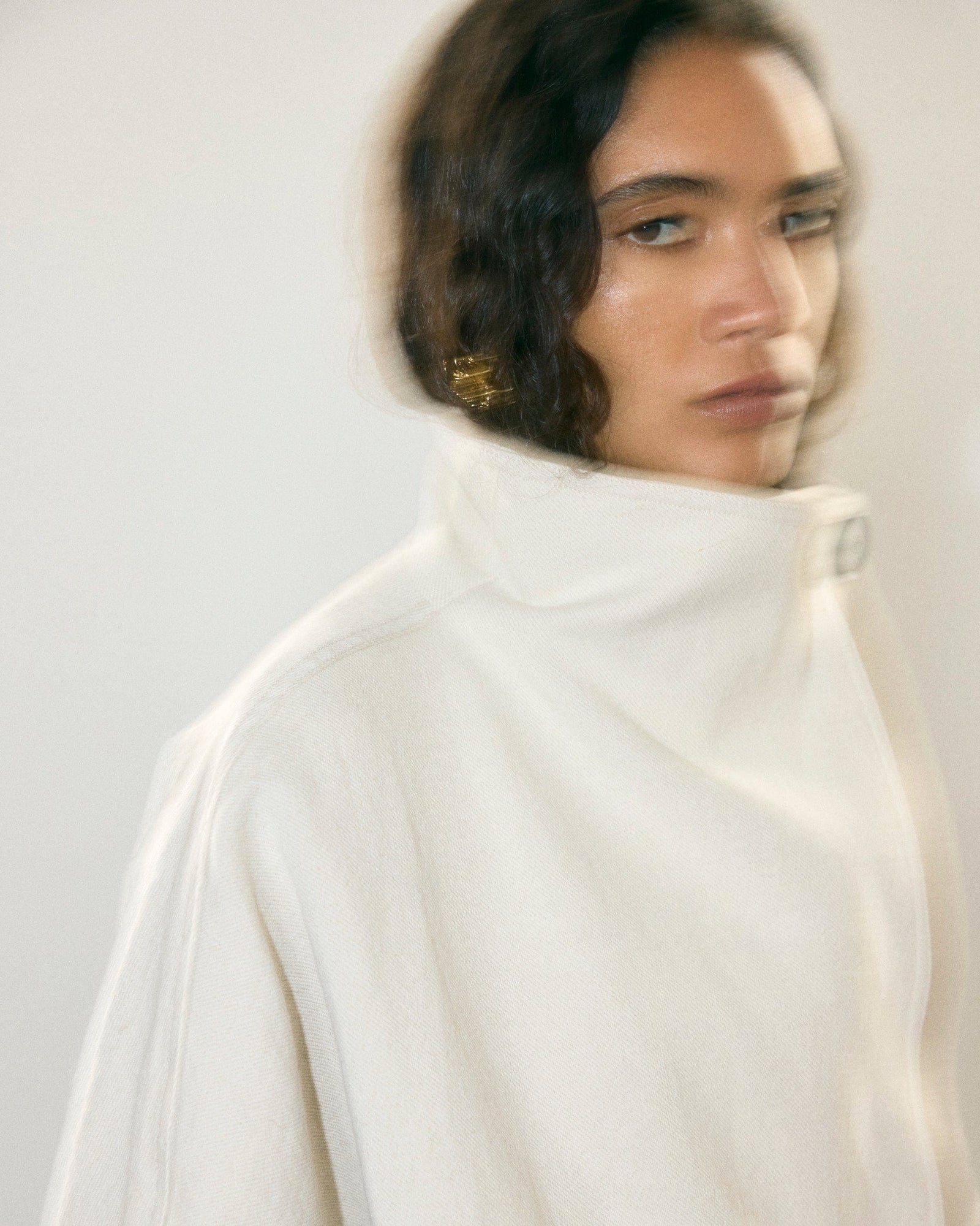 Summer | Pascia Collared Canvas Peacoat in Size Small